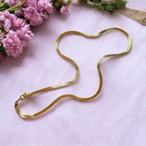 MONET | Gold-Plated Herringbone Flat Link Choker (16”)